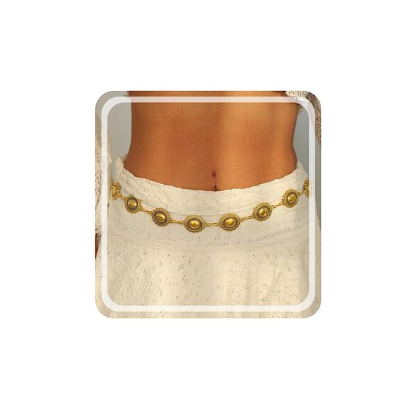 Rіnhоо Accessories - Metal Waist Chain Belt For Women Cowgirl Chain Concho Belts For Dresses Jeans🐠